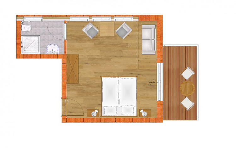 Zimmer mit Südbalkon (Beispiel)
