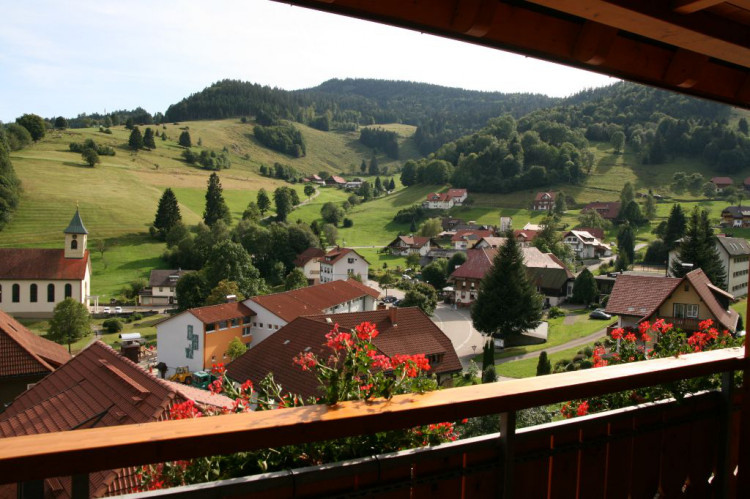 Blick vom Balkon ins Tal